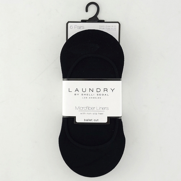 Laundry by Shelli Segal 6 Black Prs Ballet Cut Microfiber Liners Non-Slip Heel - Picture 1 of 6